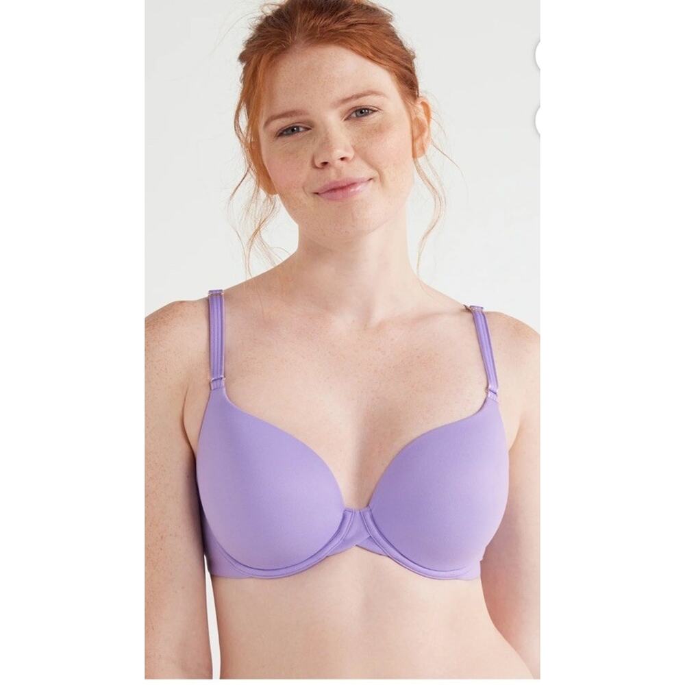 Women's Joyspun Flexible Fullcoverage T-Shirt Bra Adjustable Size 36DDD Purple